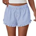 PRETTYGARDEN Womens Boxer Shorts Y2K Ruffle Pajama Summer Spring Lounge Sleep Striped Casual Beach Pj Bottoms Pockets