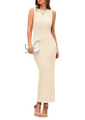 PRETTYGARDEN Women's Summer Casual Maxi Dresses Ribbed Knit Sleeveless Bodycon Elegant Going Out Beach Vacation Clothes