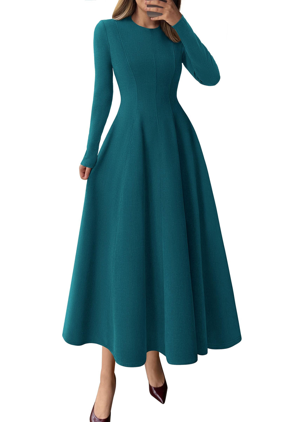 PRETTYGARDEN Cocktail Dresses for Women  Elegant Classy Fall Long Sleeve Midi A Line Flowy Modest Winter Party Dress
