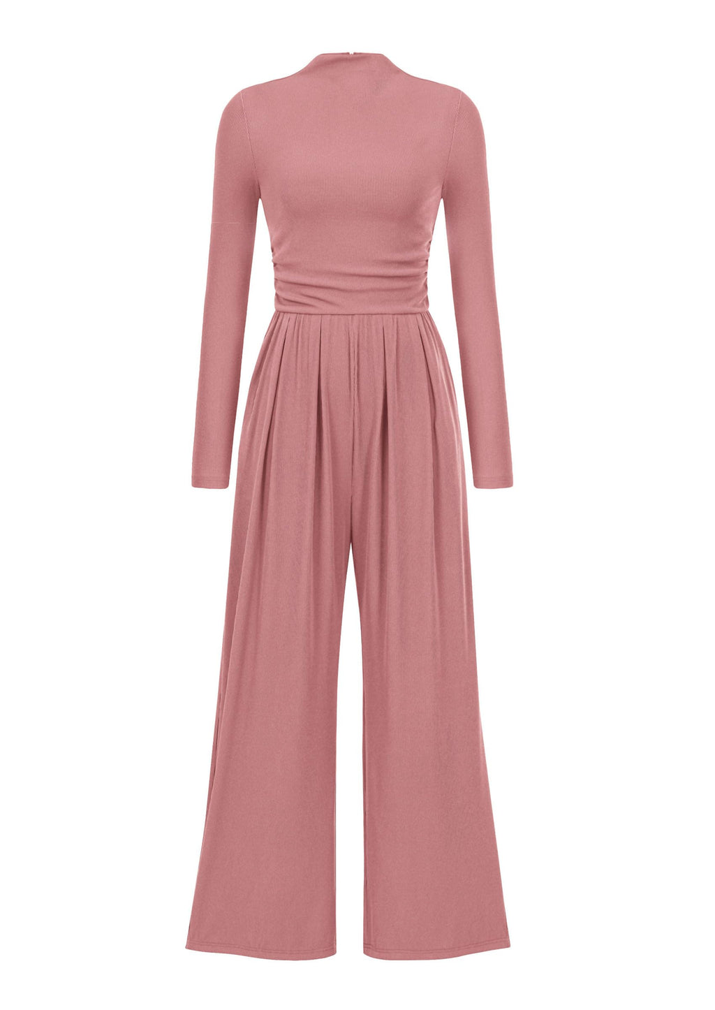 PRETTYGARDEN Womens Jumpsuit Dressy Casual Spring Fall Fashion One Piece Outfits Long Sleeve Mock Neck Wide Leg Pants Rompers