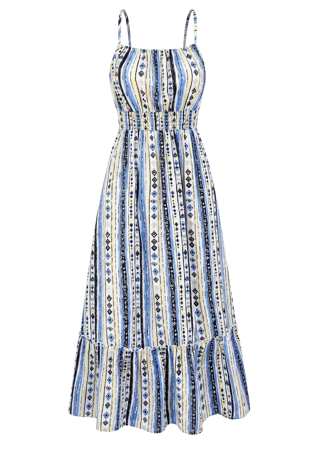 BTFBM Summer Dresses for Women Sundresses Sleeveless Spaghetti Strap Boho Beach Vacation Outfits Spring Maxi Dress