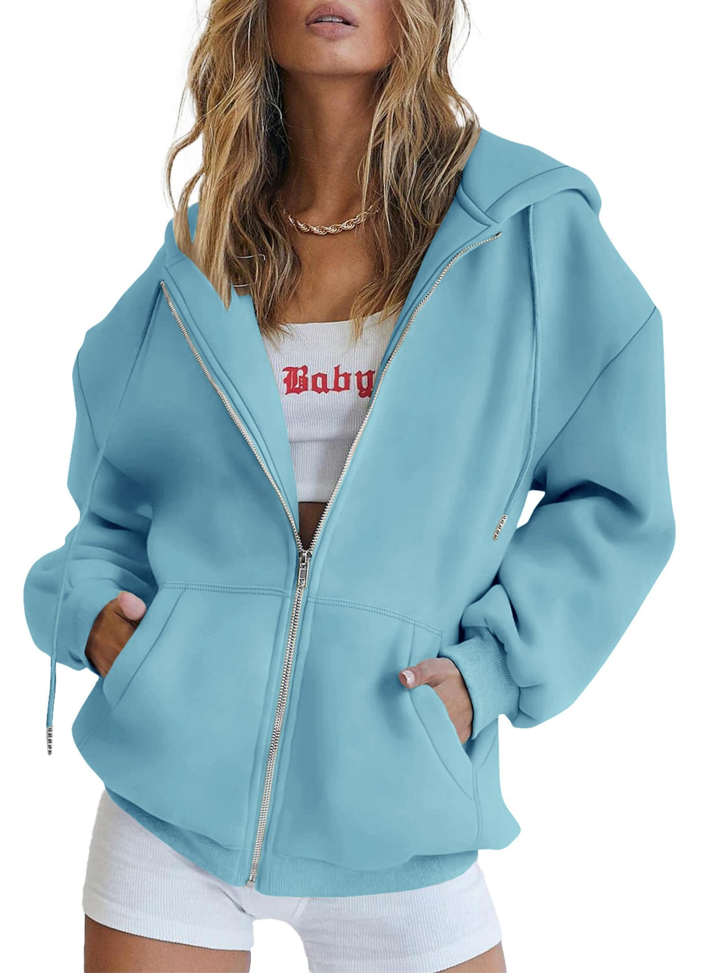 PRETTYGARDEN Women's Zip Up Y2K Hoodies Casual Long Sleeve Sweatshirts Fall Spring Track Jackets with Pockets