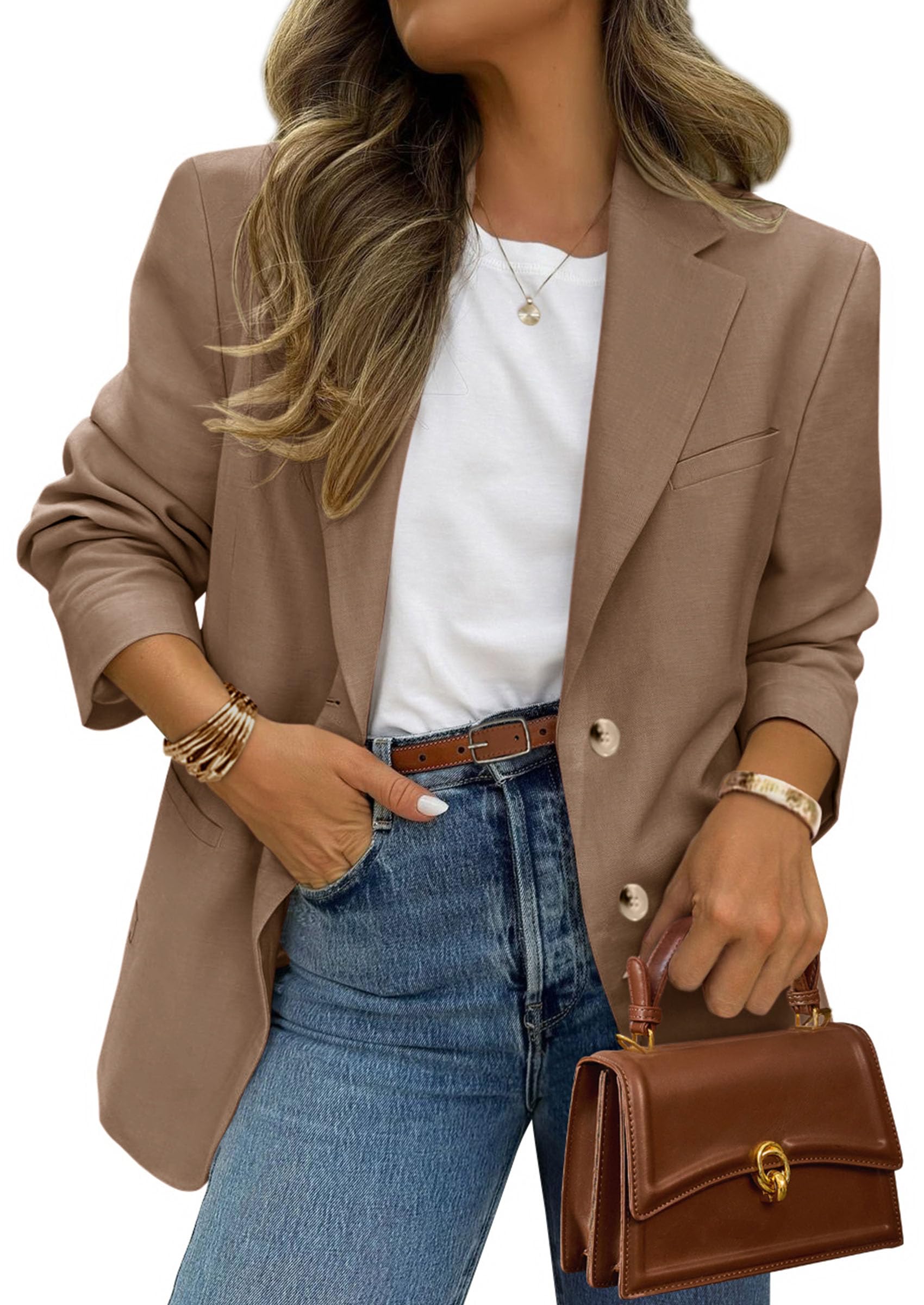 PRETTYGARDEN Blazers for Women Business Casual Long Sleeve Lapel Open Front Suit Jacket Work Blazer with Pockets