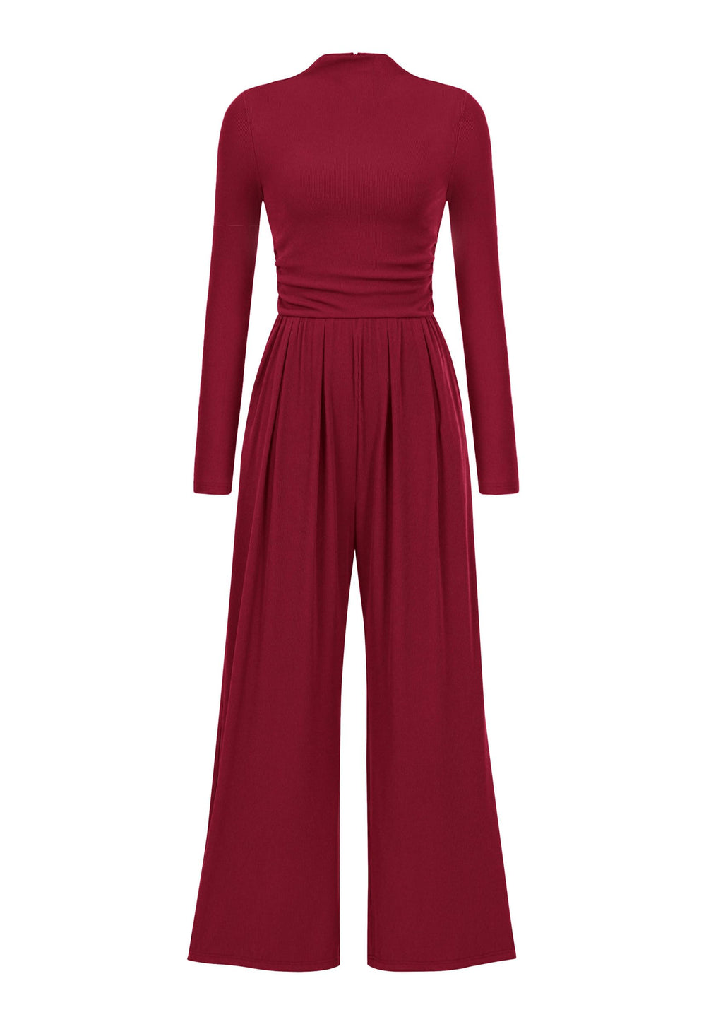 PRETTYGARDEN Womens Jumpsuit Dressy Casual Spring Fall Fashion One Piece Outfits Long Sleeve Mock Neck Wide Leg Pants Rompers