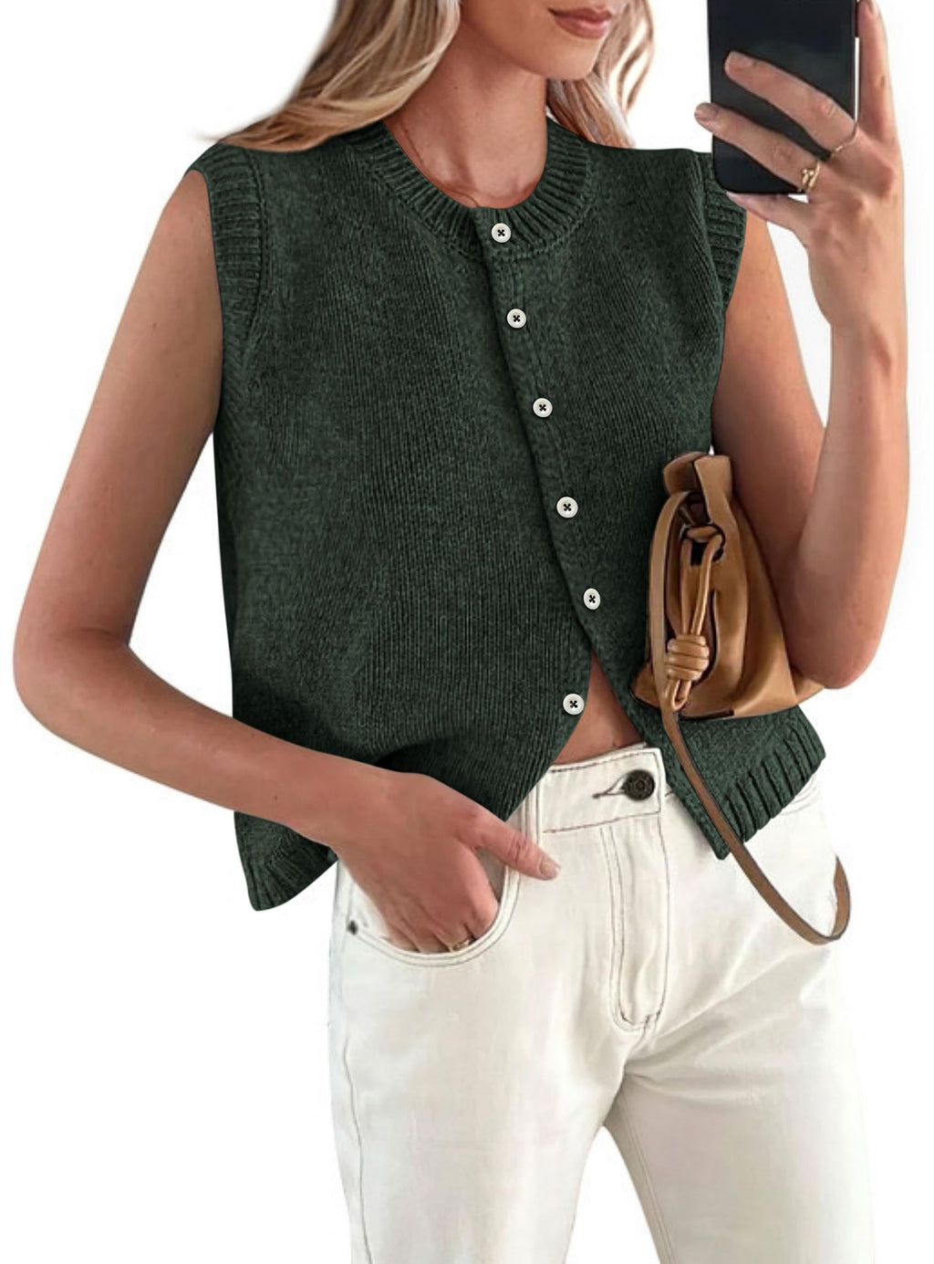 PRETTYGARDEN Sweater Vest Tops for Women Lightweight Summer Cardigan Sleeveless Button Up Knit Casual Spring Clothes