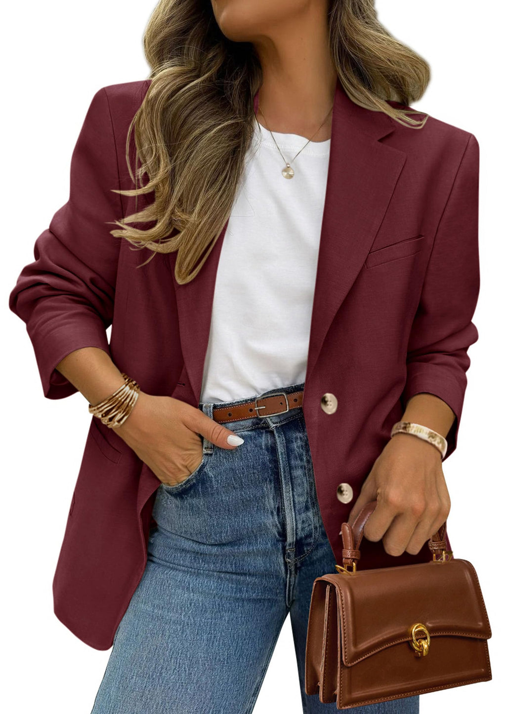 PRETTYGARDEN Blazers for Women Business Casual Long Sleeve Lapel Open Front Suit Jacket Work Blazer with Pockets