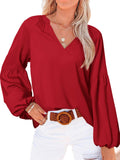 BTFBM Blouses for Women Dressy Casual Boho Tops V Neck Lightweight Long Sleeve Shirts Spring Clothes