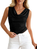 BTFBM Cowl Neck Tops for Women Sleeveless Going Out Business Casual Tank Top Spring Summer Outfits Fashion Clothing