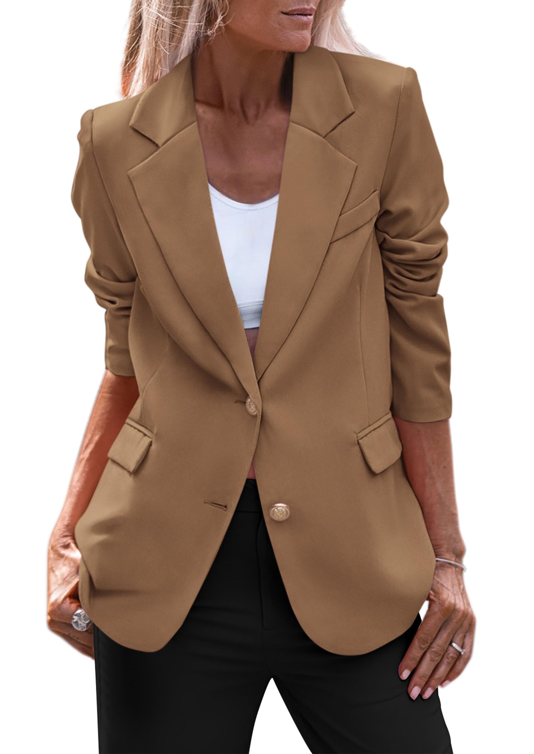 PRETTYGARDEN Women's Spring Fall Business Casual Blazers Long Sleeve Notch Lapel Trendy Work Office Blazer Jackets Outerwear