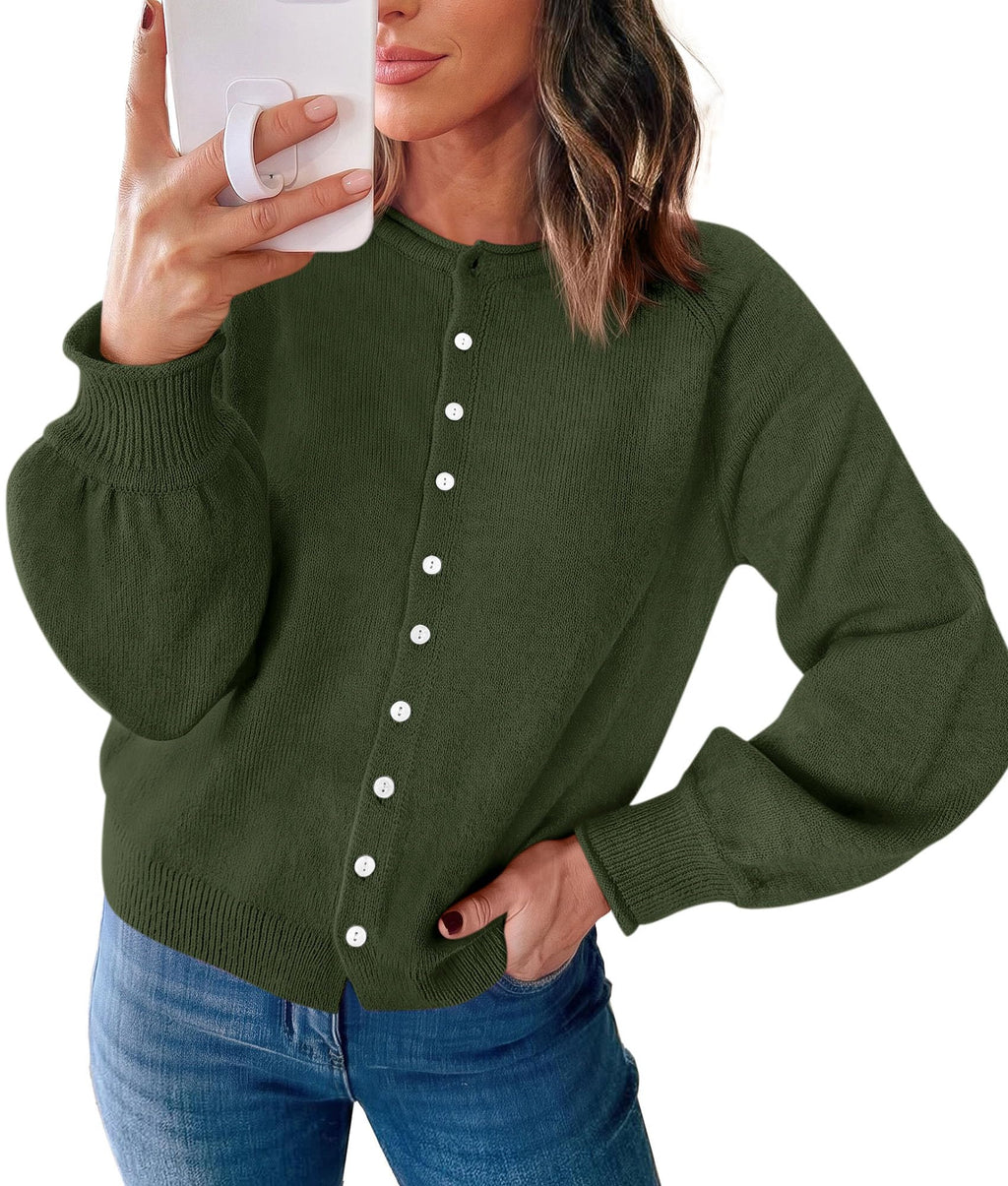 PRETTYGARDEN Women's Knit Cardigan Lightweight Cozy Sweaters Comfy Long Sleeve Work Tops, Button Down Shirts, Rolled Edges, Casual Fall Clothes for Going Out, Holiday, Winter Layering