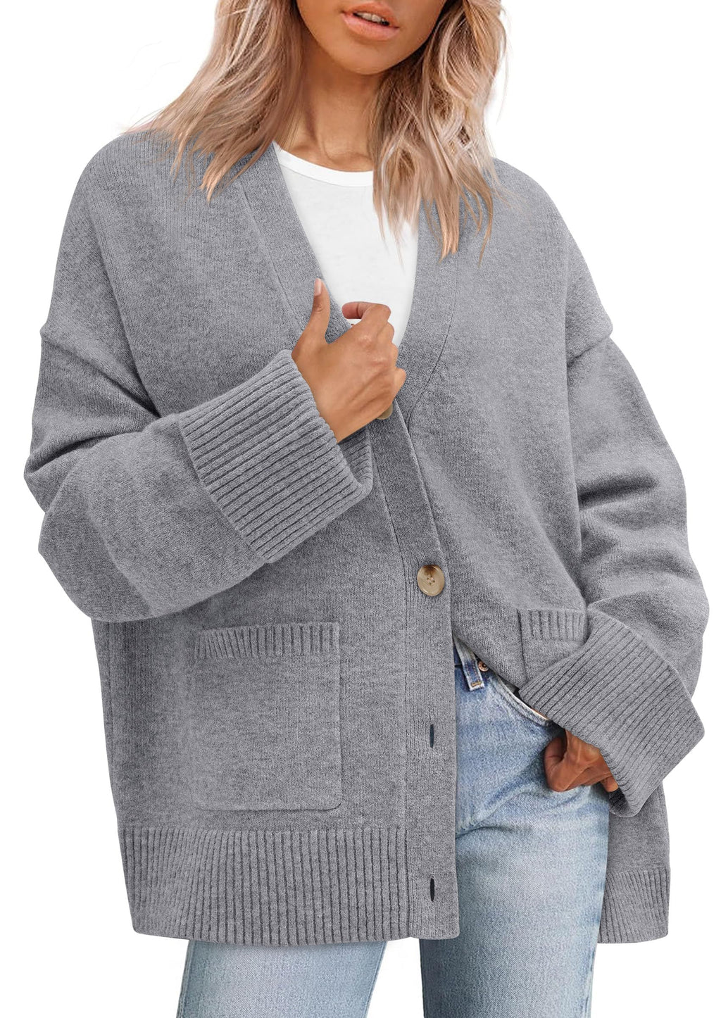 PRETTYGARDEN Women's Oversized Cardigan Sweaters Trendy Chunky Knit Long Sleeve V Neck Button Down Fall Winter Outfits