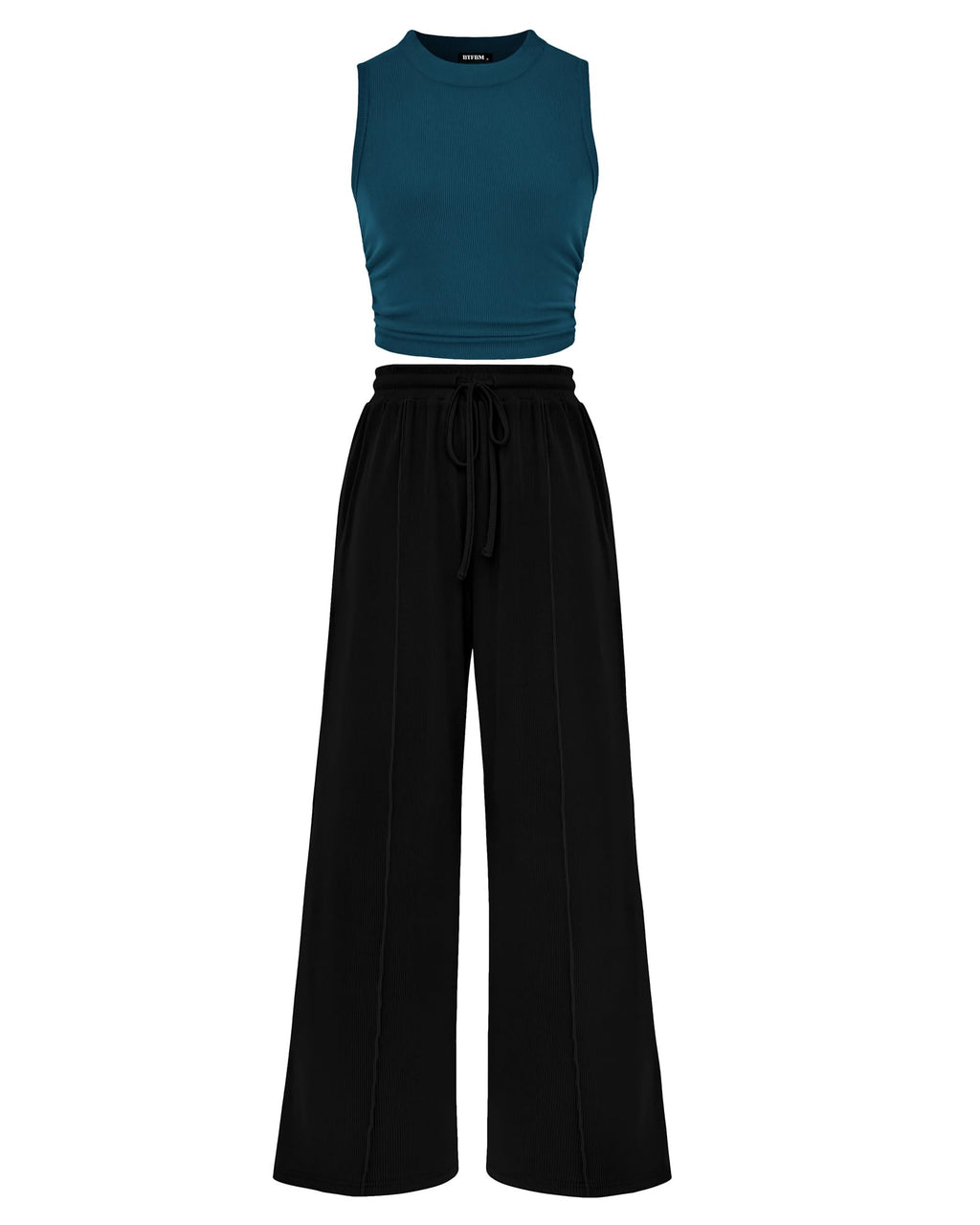 BTFBM Summer Outfits For Women Cropped Sleeveless Tank Tops Wide Leg Pants 2 Piece Sets Beach Lounge Set Clothing