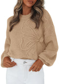 PRETTYGARDEN Womens Sweaters  Fall Fashion Long Sleeve Crewneck Floral Knit Pullover Sweater Tops Winter Clothes
