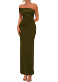 PRETTYGARDEN Women's Wedding Guest Cocktail Dresses One Off the Shoulder Ruched Bodycon Formal Maxi Party Summer Outfits