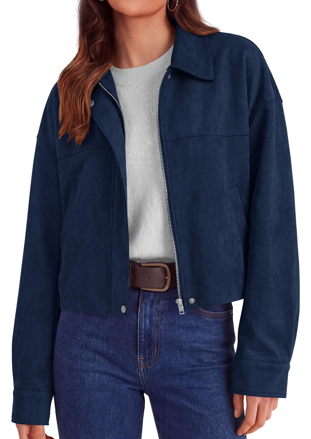 PRETTYGARDEN Women's Faux Suede Cropped Fall Jackets