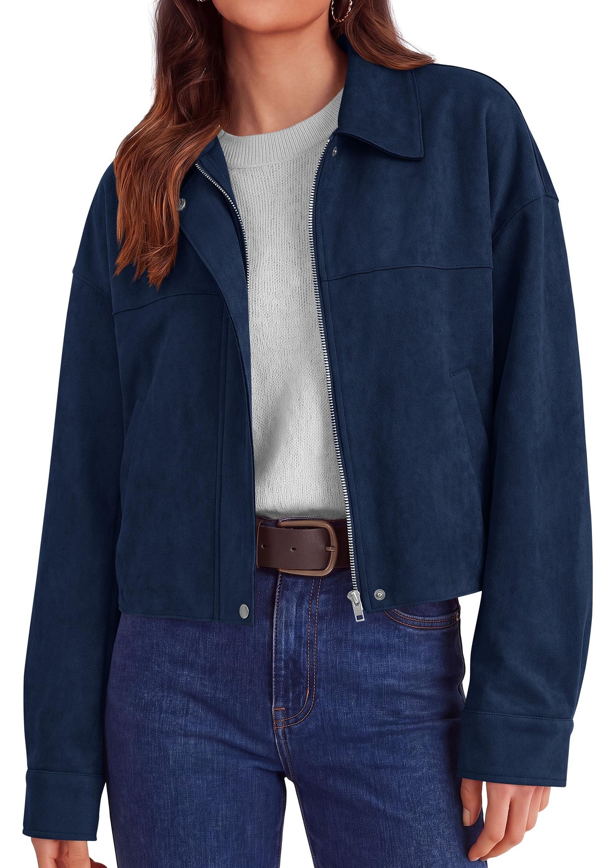 PRETTYGARDEN Women's Faux Suede Cropped Fall Jackets