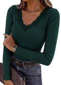 PRETTYGARDEN Women's Fall Trendy Bell Long Sleeve Tops | Soft Stretchy,Ribbed Textured,V Neck,Slim Fitted Shirts,Ruched Basic Tees,Y2K Going Out,Casual Outfits,Fashion Clothing