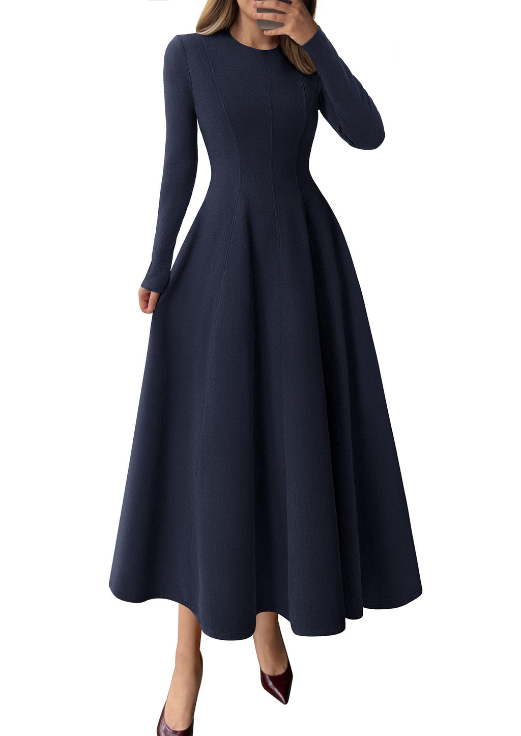 PRETTYGARDEN Cocktail Dresses for Women  Elegant Classy Fall Long Sleeve Midi A Line Flowy Modest Winter Party Dress