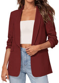 PRETTYGARDEN Women's Summer Blazers Business Casual Outfits | Ruched 3/4 Sleeve,Shawl Lapel,Collared Open Front,Padded Shoulder,Lightweight Jackets,Office Work Suits,Spring Fall Clothes