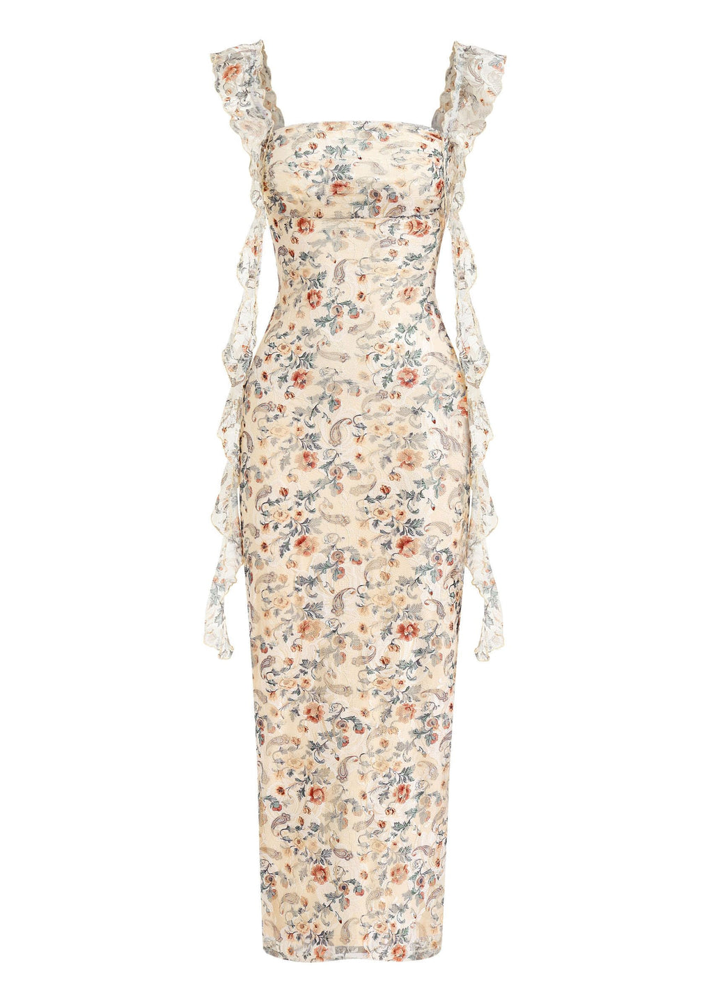 PRETTYGARDEN Floral Dress for Women  Summer Formal Ruched Lace Ruffle Spring Cocktail Wedding Guest Maxi Long Dresses