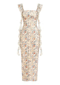 PRETTYGARDEN Floral Dress for Women  Summer Formal Ruched Lace Ruffle Spring Cocktail Wedding Guest Maxi Long Dresses