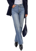 PRETTYGARDEN Womens Jeans Straight Leg Stretchy High Waist | Classic Rigid Structured Tummy Control Pants with Practical Pockets, Ideal for Business Office, Daily Casual, Back to School