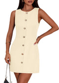PRETTYGARDEN Work Dresses for Women  Summer Business Formal Short Dress Sleeveless Button Down Elegant Office Outfits