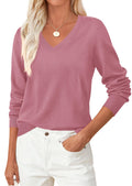 PRETTYGARDEN V Neck Sweaters for Women Cozy Fall Fashion | Soft Knit Loose Tops, Classic Pullover, Basic Layering Shirt for Office Work, Holiday, Casual Outings, Winter Warm Clothes