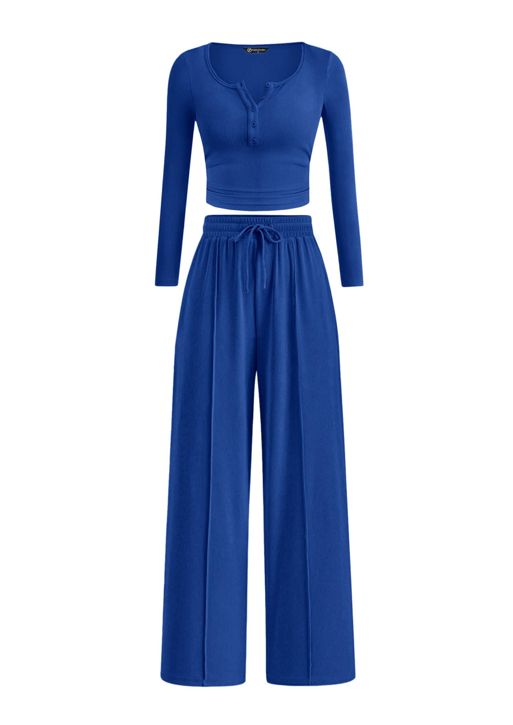 PRETTYGARDEN Women's  Fall Trendy 2 Piece Outfits Lounge Sets Long Sleeve Top Henley Shirts Wide Leg Pants Travel Clothes