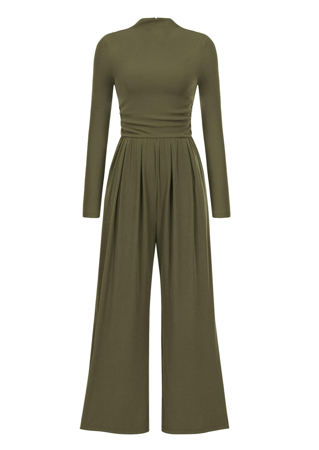 PRETTYGARDEN Womens Jumpsuit Dressy Casual Spring Fall Fashion One Piece Outfits Long Sleeve Mock Neck Wide Leg Pants Rompers