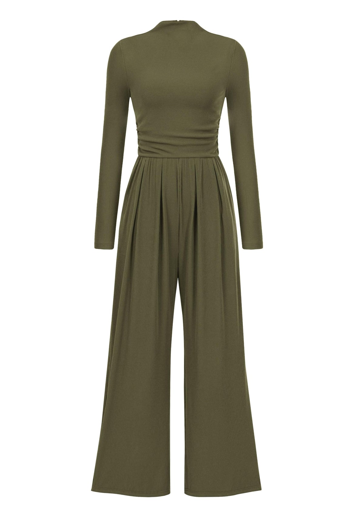 PRETTYGARDEN Womens Jumpsuit Dressy Casual Spring Fall Fashion One Piece Outfits Long Sleeve Mock Neck Wide Leg Pants Rompers