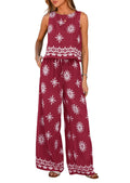 PRETTYGARDEN Women's Summer 2 Piece Lounge Sets Boho Floral Tank Tops Flowy Wide Leg Pants Travel Beach Vacation Outfits
