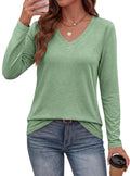 PRETTYGARDEN Womens Long Sleeve Shirts V Neck Basic Tees