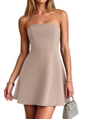 PRETTYGARDEN Women's Strapless Mini Summer Dress  Spring A Line Tube Top Wedding Guest Cocktail Party Short Dresses