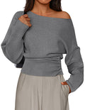 PRETTYGARDEN Women Off the Shoulder Sweater  Fall Trendy Long Batwing Sleeve Knit Pullover Going Out Tops Winter Clothing