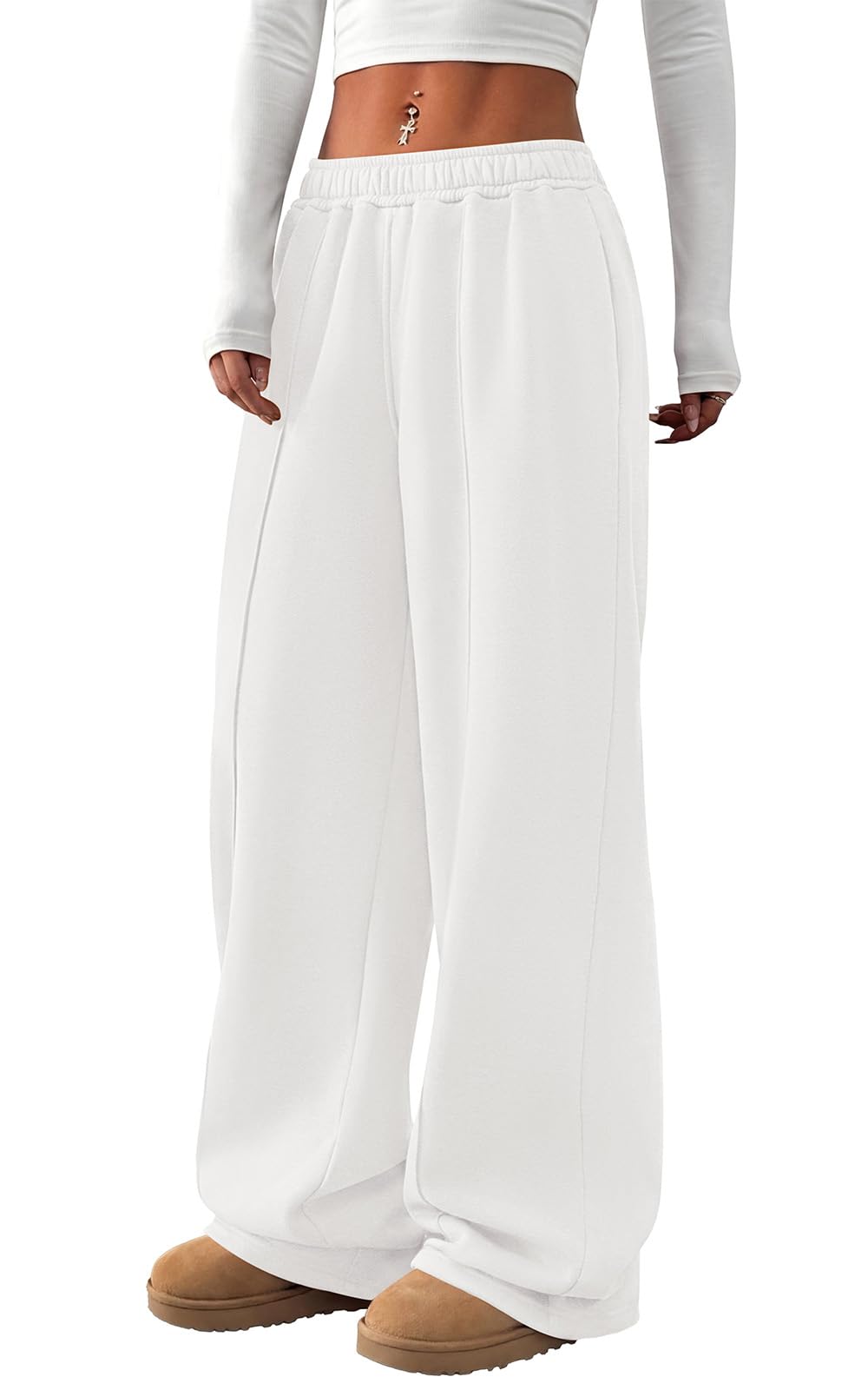 PRETTYGARDEN Fall Womens Sweatpants Baggy Wide Leg Pants with Pockets | Elastic Waist Loose Lounge Pants for Women, Tailored Soft Cotton Sweatpants Women, Fashion Y2k Outfits, Jogger Sweatpant