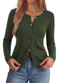 PRETTYGARDEN Button Up Cardigan Sweaters for Women | Slim Fitted Knitwear,Long Sleeve Lightweight Knit Cardigans,Business Casual Outfits Work Tops,Layering Piece for Fall&Winter