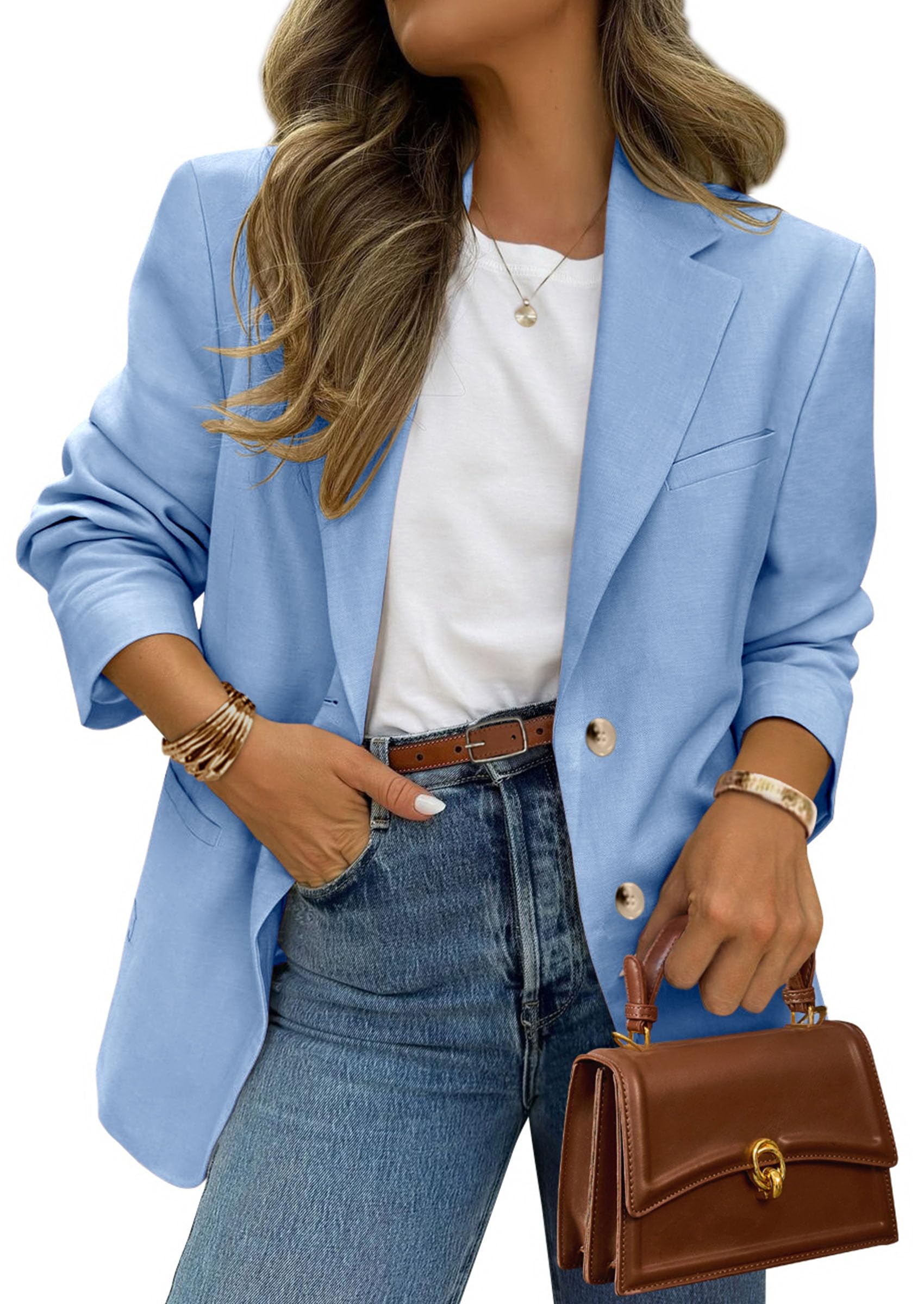 PRETTYGARDEN Blazers for Women Business Casual Long Sleeve Lapel Open Front Suit Jacket Work Blazer with Pockets