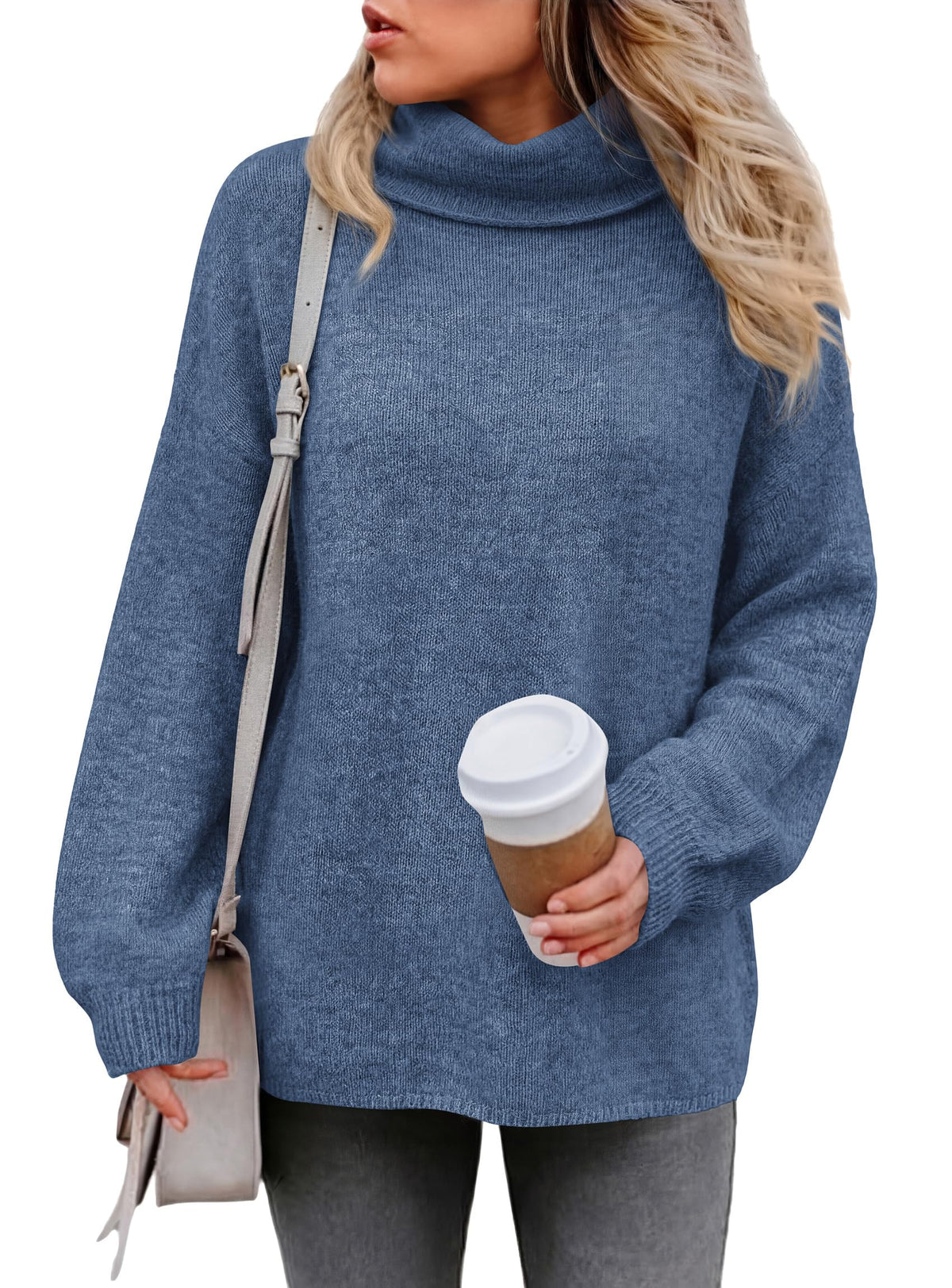 PRETTYGARDEN Women's Winter Turtleneck Sweaters Oversized Warm Pullover,Cozy Chunky Knit Sweater, Long Sleeve Tunic, Loose Fit Dressy Casual Tops, Trendy Fall Fashion Clothing, Holiday Outfits