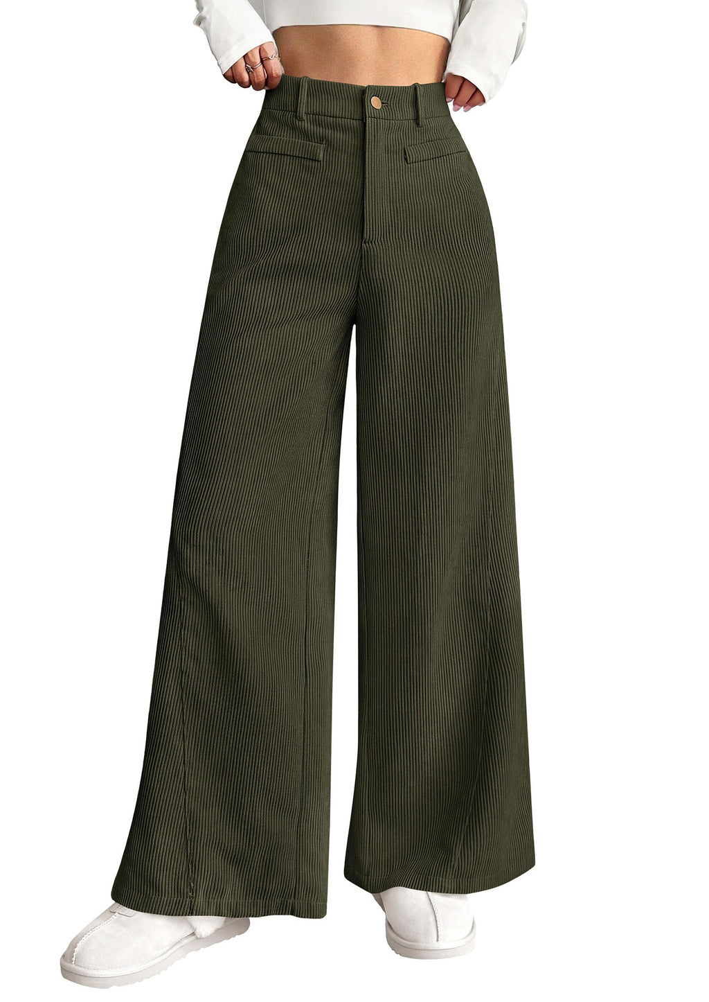 PRETTYGARDEN Women's High Waisted Corduroy Pants Casual