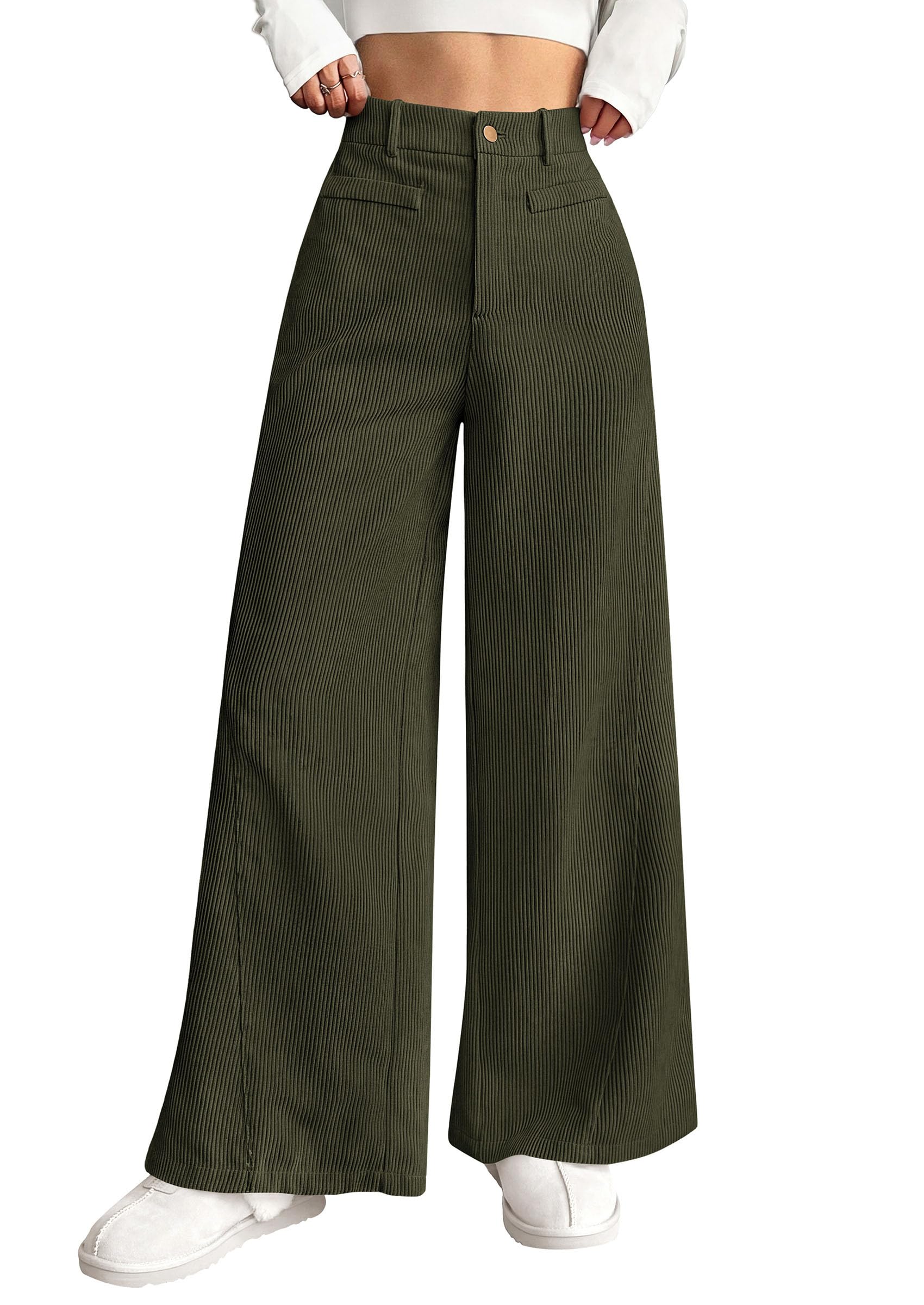 PRETTYGARDEN Women's High Waisted Corduroy Pants Casual