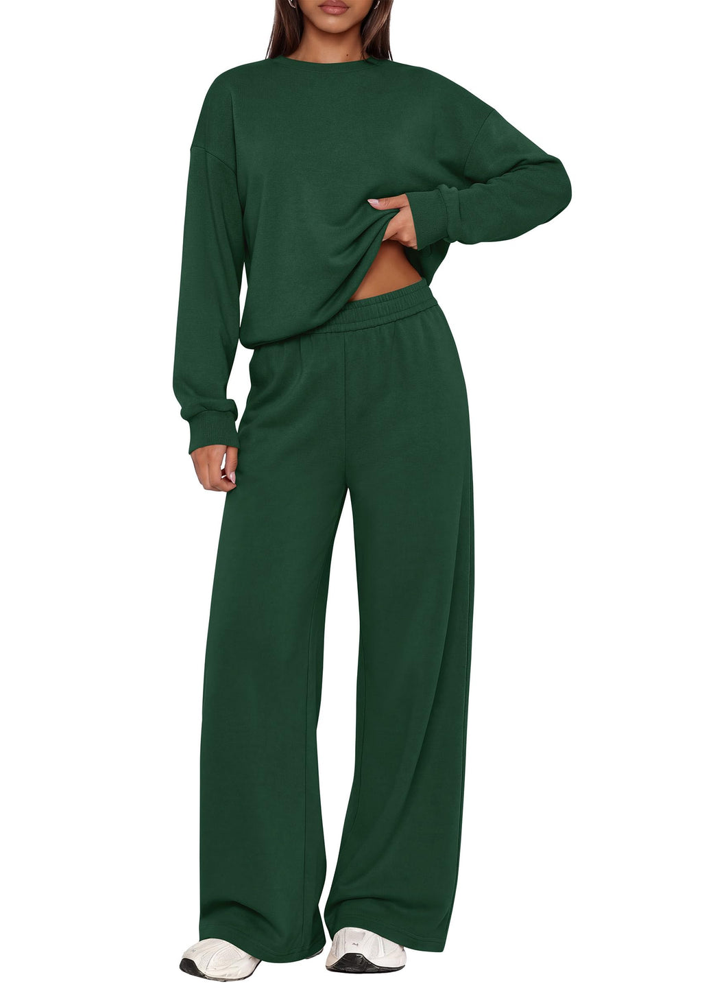 PRETTYGARDEN 2 Piece Lounge Sets for Women Casual Sweatsuits | Soft Fleece Lining,Crew Neck Oversized Sweatshirt & Wide Leg Pants,Workout Airport Matching Set Tracksuit,Fall Winter Outfits