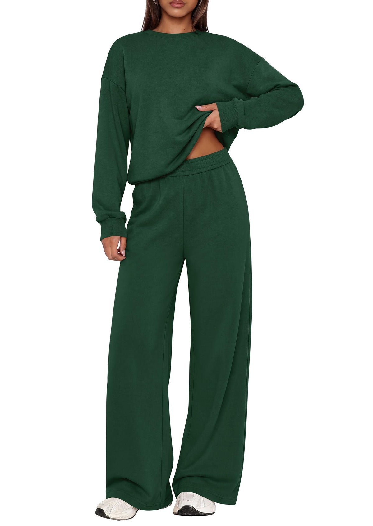 PRETTYGARDEN 2 Piece Lounge Sets for Women Casual Sweatsuits | Soft Fleece Lining,Crew Neck Oversized Sweatshirt & Wide Leg Pants,Workout Airport Matching Set Tracksuit,Fall Winter Outfits