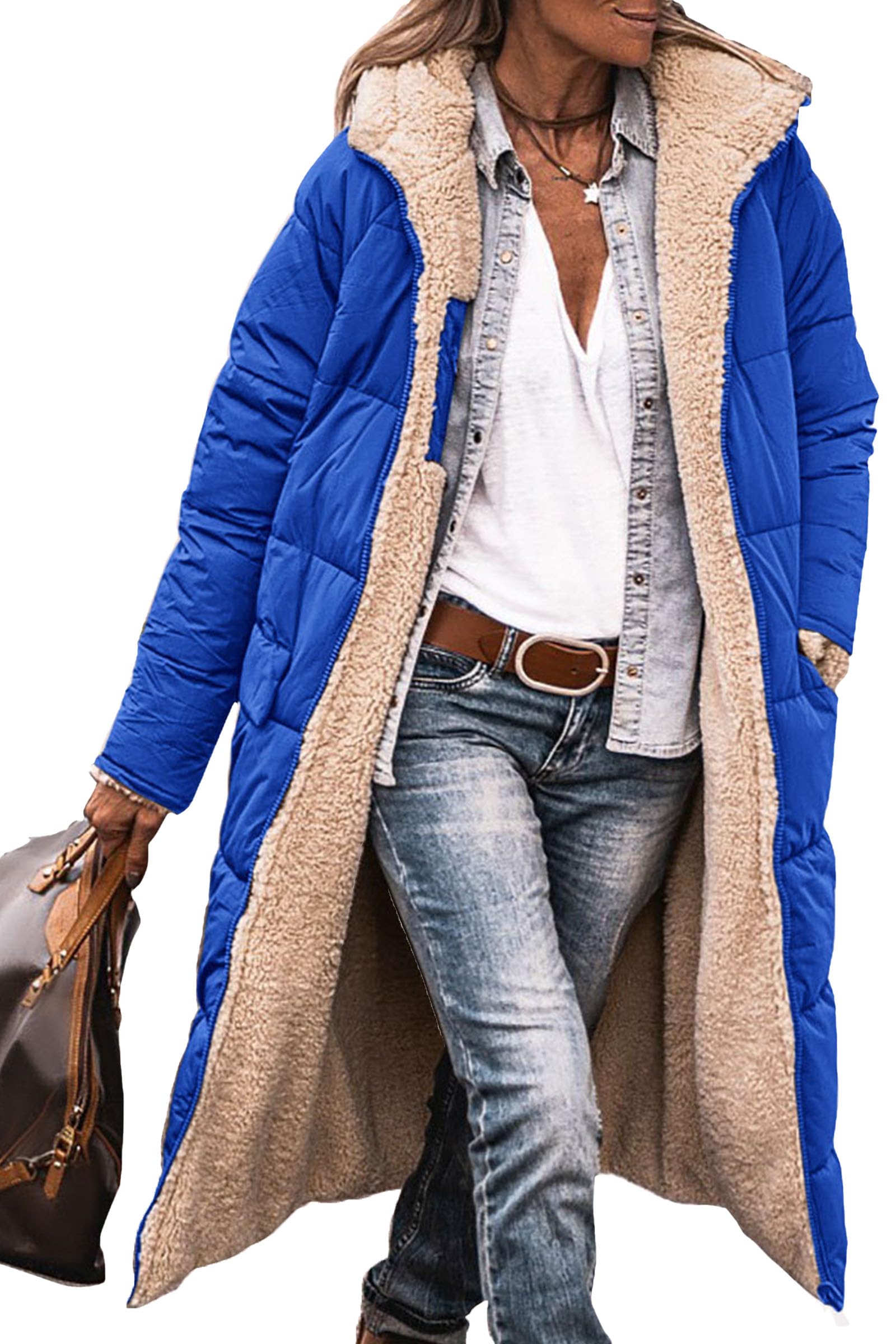 PRETTYGARDEN Women's Winter Fashion Clothes Oversized Shearling Fleece Long Coats Jackets