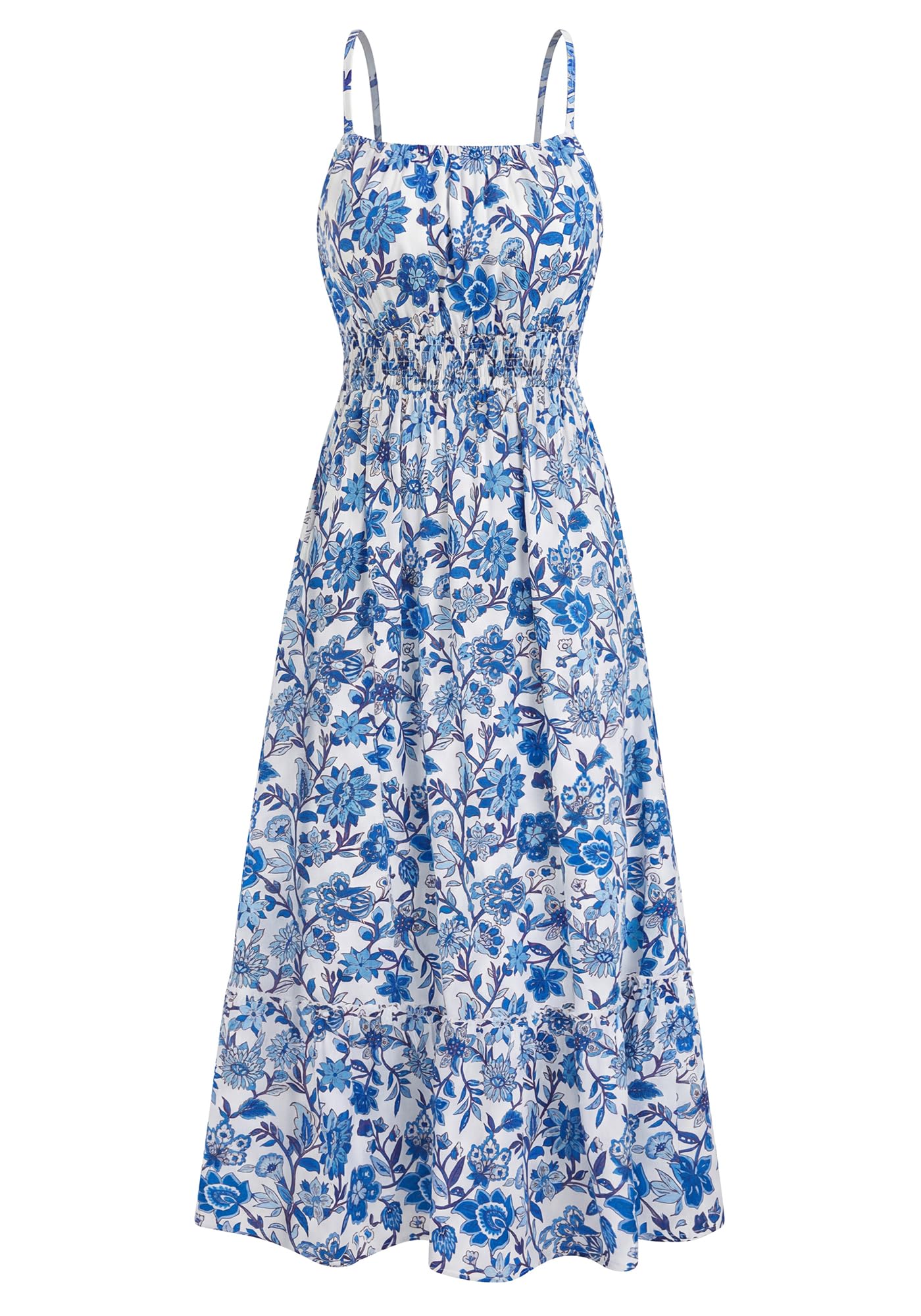 BTFBM Summer Dresses for Women Sundresses Sleeveless Spaghetti Strap Boho Beach Vacation Outfits Spring Maxi Dress
