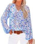 FreshPretty Blouses for Women Floral Boho Tops V Neck Lightweight Long Sleeve Shirts Fall Dressy Casual Vacation Outfits