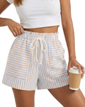 FreshPretty Casual Striped Shorts for Women Spring Summer Elastic Waist Y2K Lounge Pajama Vacation Beach PJ Bottoms Clothes