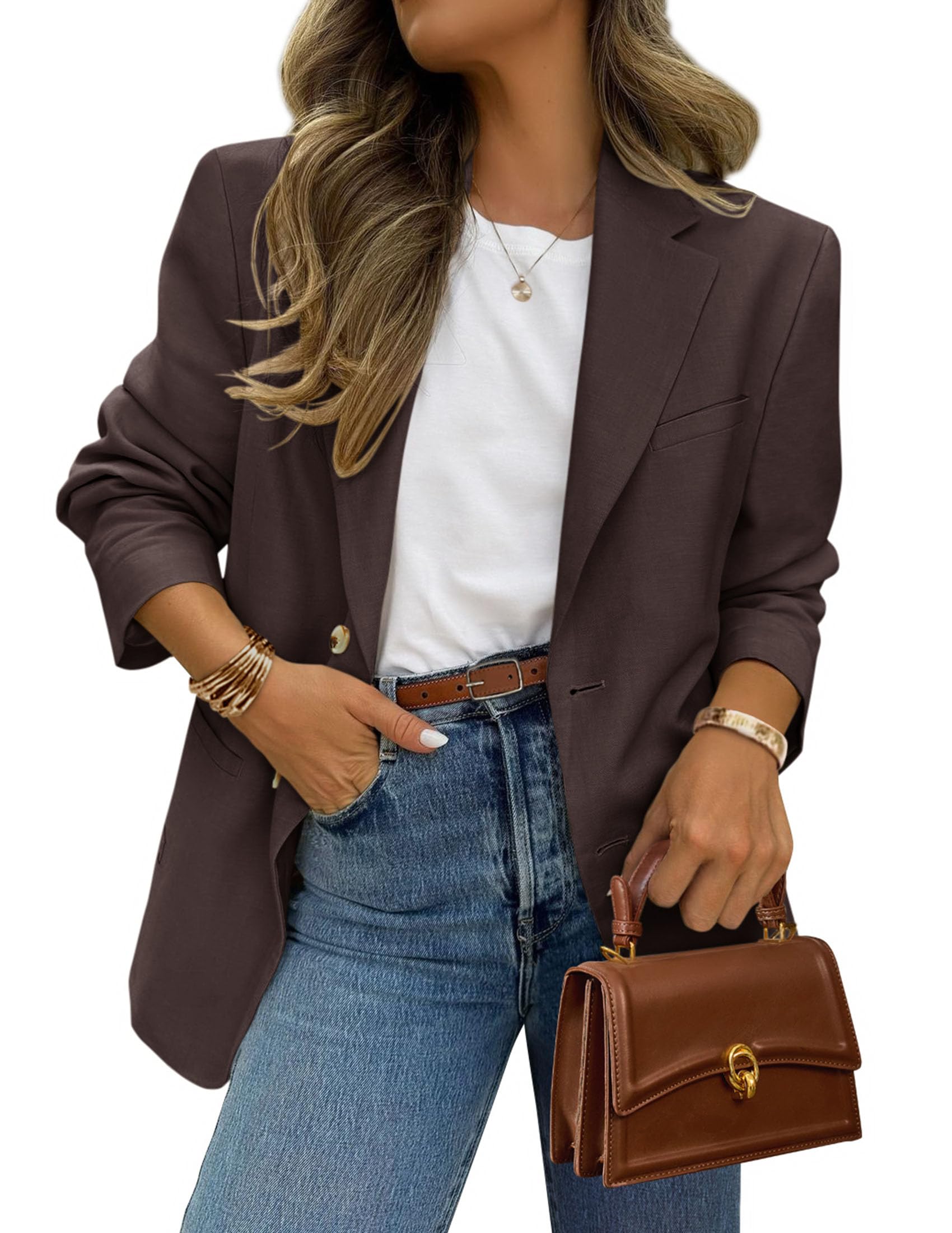 PRETTYGARDEN Blazers for Women Business Casual Long Sleeve Lapel Open Front Suit Jacket Work Blazer with Pockets
