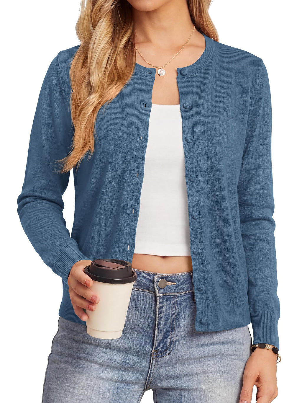 BTFBM Cardigan Sweaters for Women Lightweight Sweater Button Down Casual Knit Shrugs Tops Spring Fashion Clothing