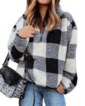 BTFBM Womens Sweatshirt Sherpa Quarter Zip Pullover Fall Winter Long Sleeve Fleece Sweaters Hoodies Sweatshirts Clothes